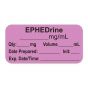 Anesthesia Label, with Expiration Date, Time & Initial (Paper, Permanent) "Ephedrine mg/ml" 1-1/2" x 3/4", Violet - 500 per Roll