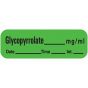 Anesthesia Label with Date, Time & Initial (Paper, Permanent) Glycopyrrolate 1 1/2" x 1/2" Green - 600 per Roll