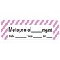 Anesthesia Label with Date, Time & Initial (Paper, Permanent) Metoprolol mg/ml 1 1/2" x 1/2" White with Violet - 600 per Roll