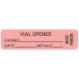 Lab Communication Label (Paper, Permanent) Vial Opened Expires 1 7/16"x3/8" Fluorescent Red - 666 per Roll