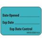 Label Paper Removable Date Opened Exp Date, 1" Core, 1 7/16" x 1", Blue, 666 per Roll