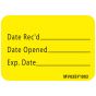 Lab Communication Label (Paper, Permanent) Date Recd 1 7/16"x1 Yellow - 666 per Roll