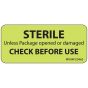 Label Paper Removable Sterile Unless, 1" Core, 2 1/4" x 1", Fl. Chartreuse, 420 per Roll