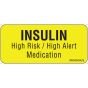 Label Paper Permanent Insulin High Risk, 1" Core, 2 1/4" x 1", Yellow, 420 per Roll