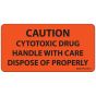 Label Paper Removable Caution Cytotoxic, 1" Core, 2 15/16" x 1", 1/2", Fl. Orange, 333 per Roll