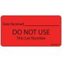 Lab Communication Label (Paper, Permanent) Date Received 2 15/16"x1 1/2" Fluorescent Red - 333 per Roll