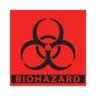 Hazard Label (Paper, Permanent) Biohazard 5"x5" Fluorescent Red - 250 Labels per Roll