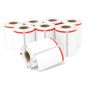 Direct Thermal Label, Paper, 2-1/4x1-1/4", White with Red Stripe, 3/4" Core, 250 per roll, 8 roll per box