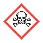 LABEL HAZARD COMM SKULL/CROSSBONES 2X2 WHITE/RED 250/ROLL