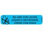 Communication Label (Paper, Permanent) No Use Con Leche. 1 9/16" x 3/8" Blue - 500 per Roll, 2 Rolls per Box