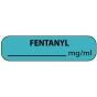 Label Paper Removable Fentanyl mg/ml, 1" Core, 1 7/16" x 3/8", Blue, 666 per Roll