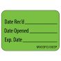 LABEL PAPER PERMANENT DATE RECD ___ DATE 1" CORE 1 7/16" X 1" FL. GREEN 666 PER ROLL