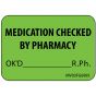 Label Paper Removable Medication Checked, 1" Core, 1 7/16" x 1", Fl. Green, 666 per Roll