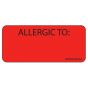 Label Paper Permanent Allergic To: 1" Core 2 1/4"x1 Fl. Red 420 per Roll