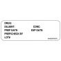 Label Paper Removable Drug: Diluent: Conc:, 1" Core, 2 15/16" x 1", White, 333 per Roll