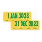 2023 Spee-D-Date™ Label January-December, Yellow, 50 per Roll, 365 Rolls per Set