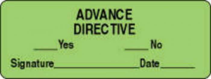 Label Paper Permanent Advance Directive  2"x3/4" Fl. Green 1000 per Roll