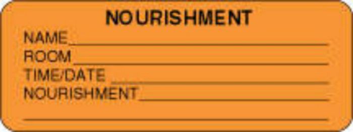 Label Paper Permanent Nourishment Name 3" x 1", 1/8", Fl. Orange, 1000 per Roll