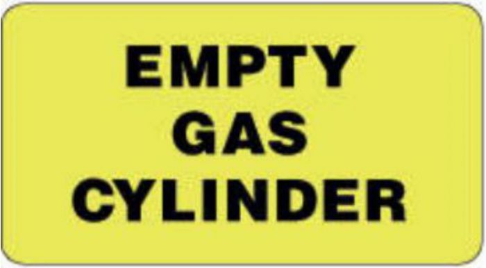 Label Paper Removable Empty Gas Cylinder 3" x 1", 3/4", Fl. Yellow, 500 per Roll