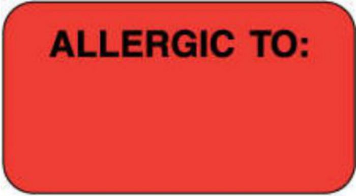 Label Paper Permanent Allergic To:  1 5/8"x7/8" Red 1000 per Roll