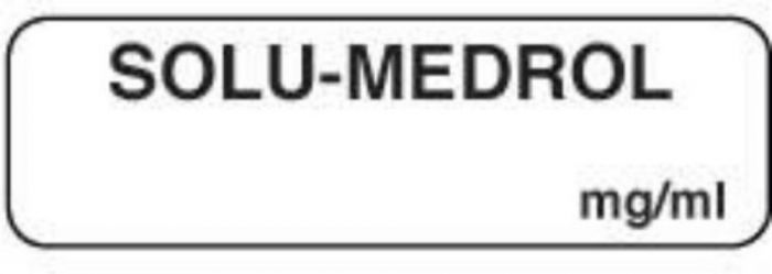 Anesthesia Label (Paper, Permanent) Solu-medrol mg/ml 1 1/4" x 3/8" White - 1000 per Roll