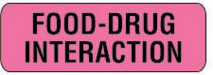 Communication Label (Paper, Permanent) Food-Drug Interaction 1 1/2" x 1/2" Fluorescent Pink - 1000 per Roll