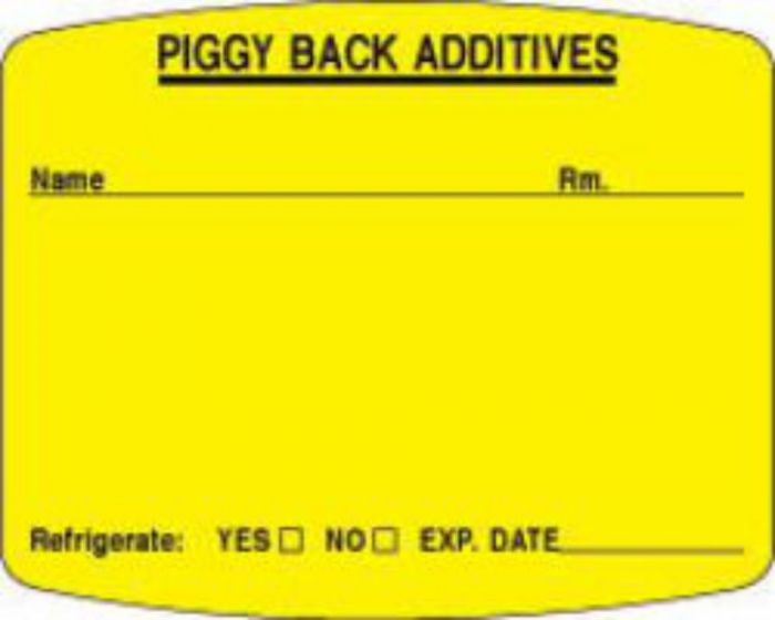 Label Paper Permanent Piggy Back Additives 3" Core 2" 1/2" x 2, Yellow, 500 per Roll