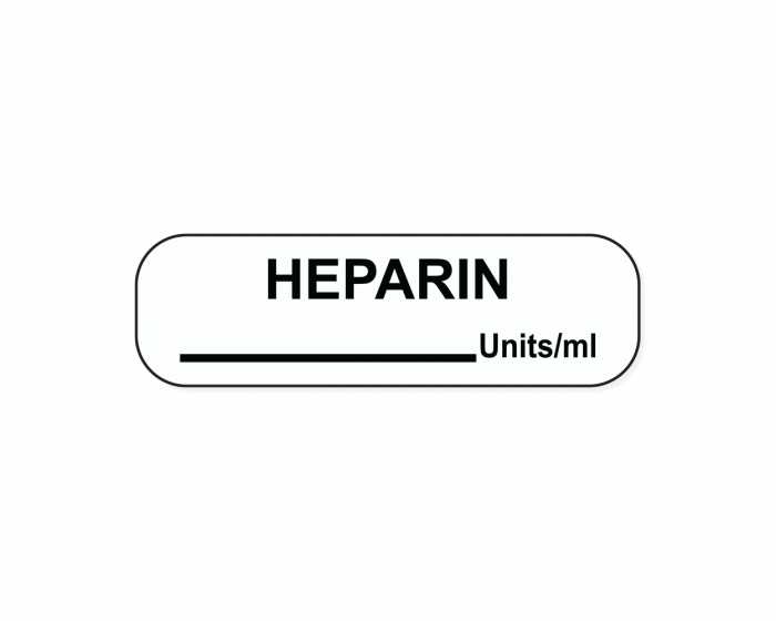 Anesthesia Label (Paper, Permanent) Heparin Units/ml 1 1/4" x 3/8" White - 1000 per Roll