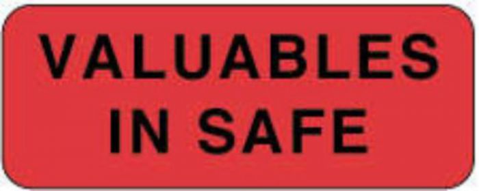 Label Paper Permanent Valuables In Safe 2 1/4" x 7/8", Fl. Red, 1000 per Roll