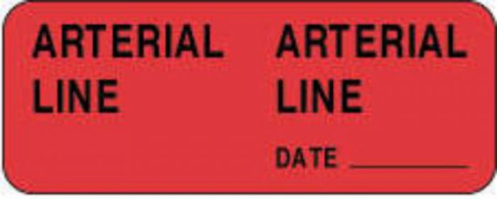 IV Label Wraparound Paper Permanent Arterial Arterial  2 1/4"x7/8" Fl. Red 1000 per Roll