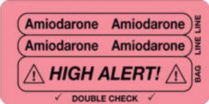 IV Label Piggyback Paper Permanent Amiodarone 3" Core 1 1/2"x3 Pink 1000 per Roll