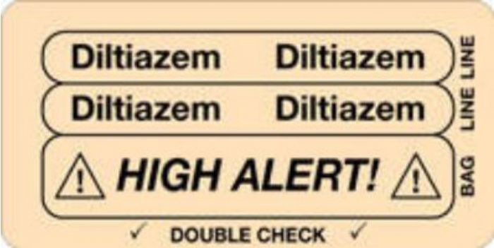 IV Label Piggyback Paper Permanent Diltiazem Diltiazem 3" Core 1 1/2"x3 Tan 1000 per Roll