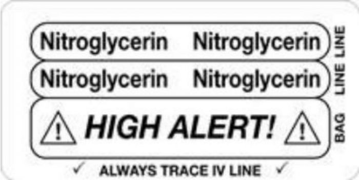 IV Label Piggyback Paper Permanent Nitroglycerin 3" Core 1 1/2"x3 White 1000 per Roll