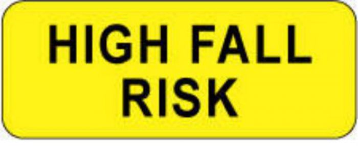 Label Paper Permanent High Fall Risk, 2 1/4" x 7/8", Yellow, 1000 per Roll