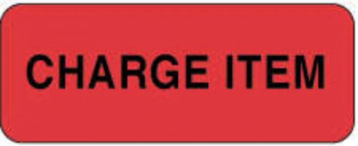 Label Paper Removable Charge Item 2 1/4" x 7/8", Fl. Red, 1000 per Roll