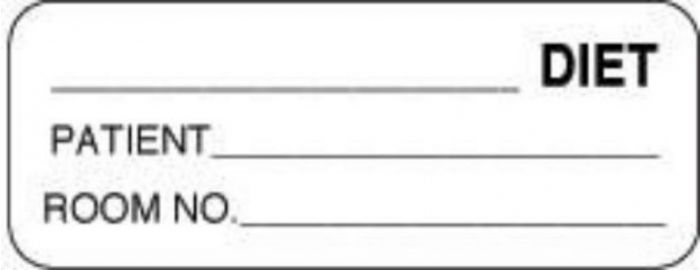 Label Paper Permanent ___ Diet Patient  2 1/4"x7/8" White 1000 per Roll