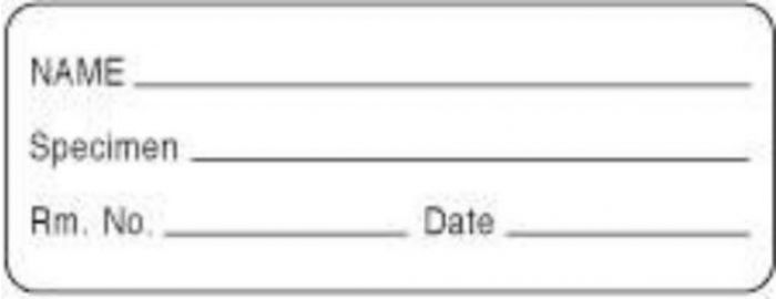 Lab Communication Label (Paper, Permanent) Name___ Specimen  2"x3/4" White - 1000 per Roll