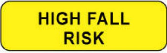 Label Paper Permanent High Fall Risk, 1 1/4" x 3/8", Yellow, 1000 per Roll