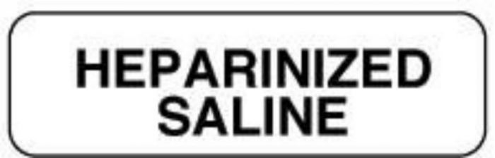 Anesthesia Label (Paper, Permanent) Heparinized Saline 1 1/4" x 3/8" White - 1000 per Roll