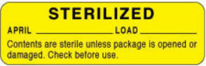 Label Paper Permanent Sterilized April 2 7/8" x 7/8", Yellow, 1000 per Roll