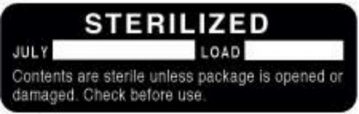 Label Paper Permanent Sterilized July [ 2 7/8" x 7/8", Black, 1000 per Roll