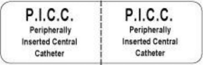 IV Label Wraparound Paper Permanent P.I.C.C.. Peripherally  2 7/8"x7/8" White 1000 per Roll