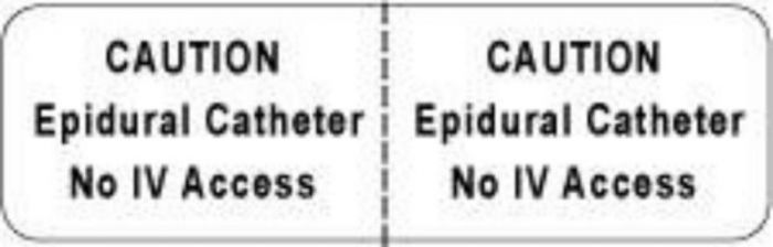 IV Label Wraparound Paper Permanent Caution Epidural  2 7/8"x7/8" White 1000 per Roll