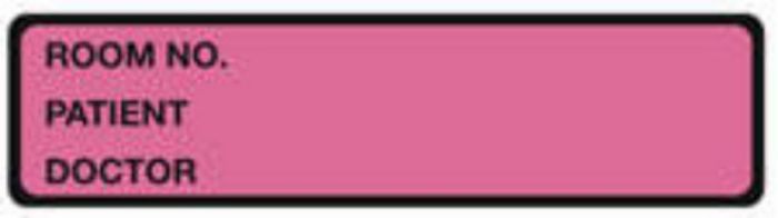 Binder/Chart Label Paper Removable Room No. Patient 5 3/8" x 1 3/8" Dark Pink 500 per Roll