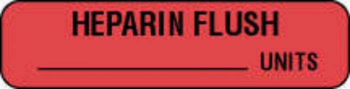 Label Paper Permanent Heparin Flush  1 1/4"x3/8" Fl. Red 1000 per Roll