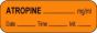 Anesthesia Label with Date, Time & Initial (Paper, Permanent) Atropine mg/ml 1 1/2" x 1/2" Orange - 1000 per Roll