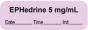 Anesthesia Label with Date, Time & Initial | Tall-Man Lettering (Paper, Permanent) "Ephedrine 5 mg/ml" 1 1/2" x 1/2" Violet - 1000 per Roll