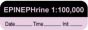 Anesthesia Label with Date, Time & Initial | Tall-Man Lettering (Paper, Permanent) "Epinephrine 1:100,000" 1 1/2" x 1/2" Violet and Black - 1000 per Roll