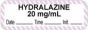 Anesthesia Label with Date, Time & Initial (Paper, Permanent) "Hydralazine 20 mg/ml" 1 1/2" x 1/2" White with Violet - 1000 per Roll