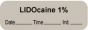 Anesthesia Label with Date, Time & Initial | Tall-Man Lettering (Paper, Permanent) "Lidocaine 1%" 1 1/2" x 1/2" Gray - 1000 per Roll